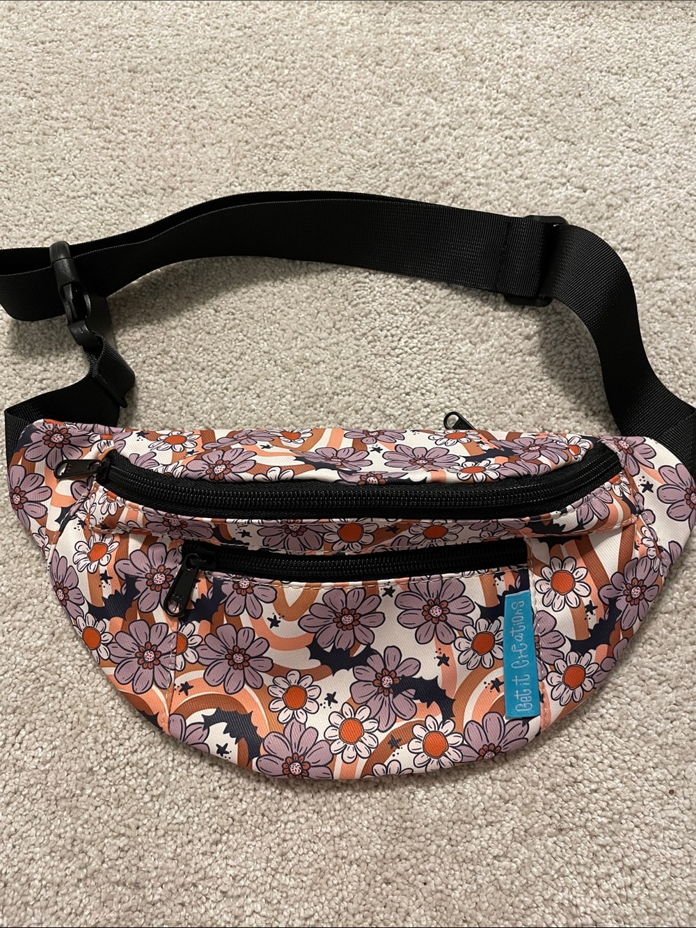 Get it Creations Halloween Floral Bats Belt Bag Fanny Pack